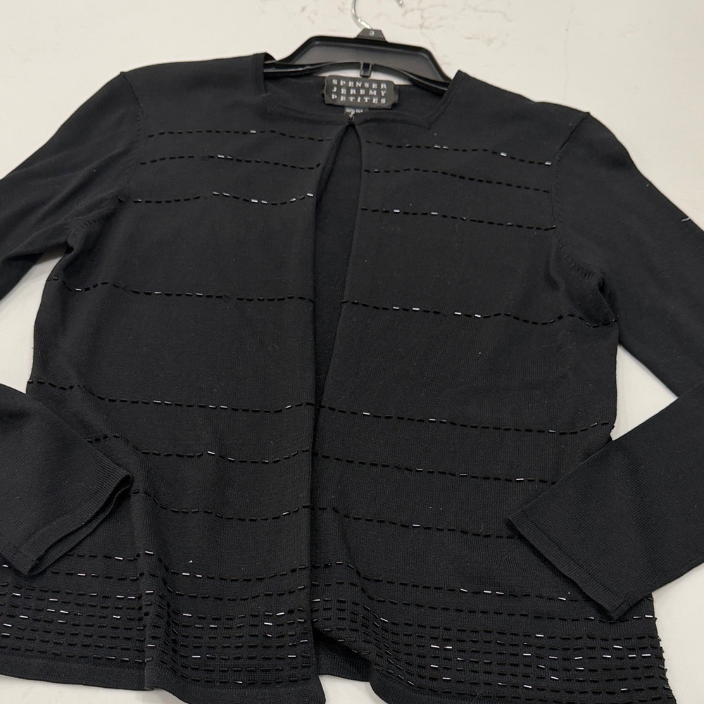 Spenser Jeremy Petites Black Women's cardigan with Textured Design